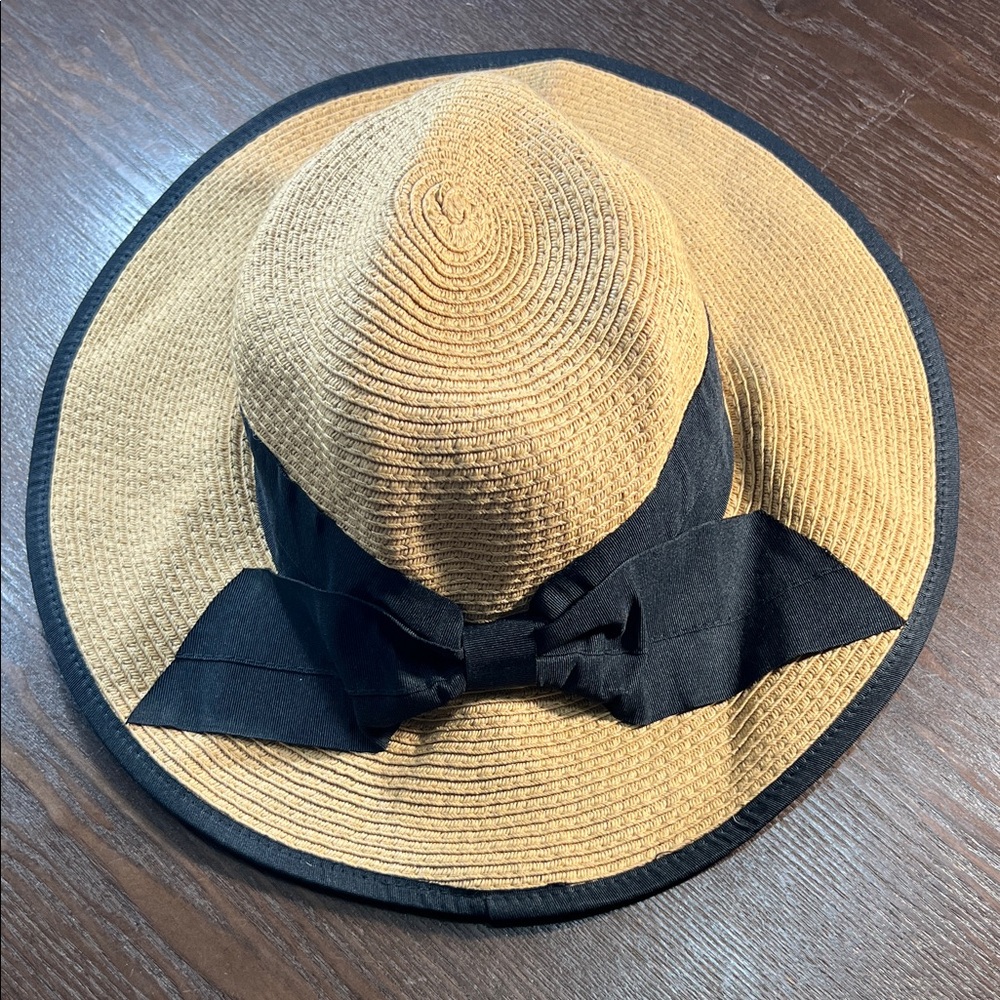 Stylish Tan and Black Wide Brim Hat